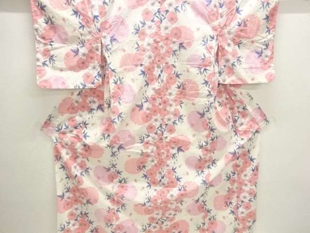 JAPANESE KIMONO / YUKATA / COTTON / SNOWFLAKE & SAKURA